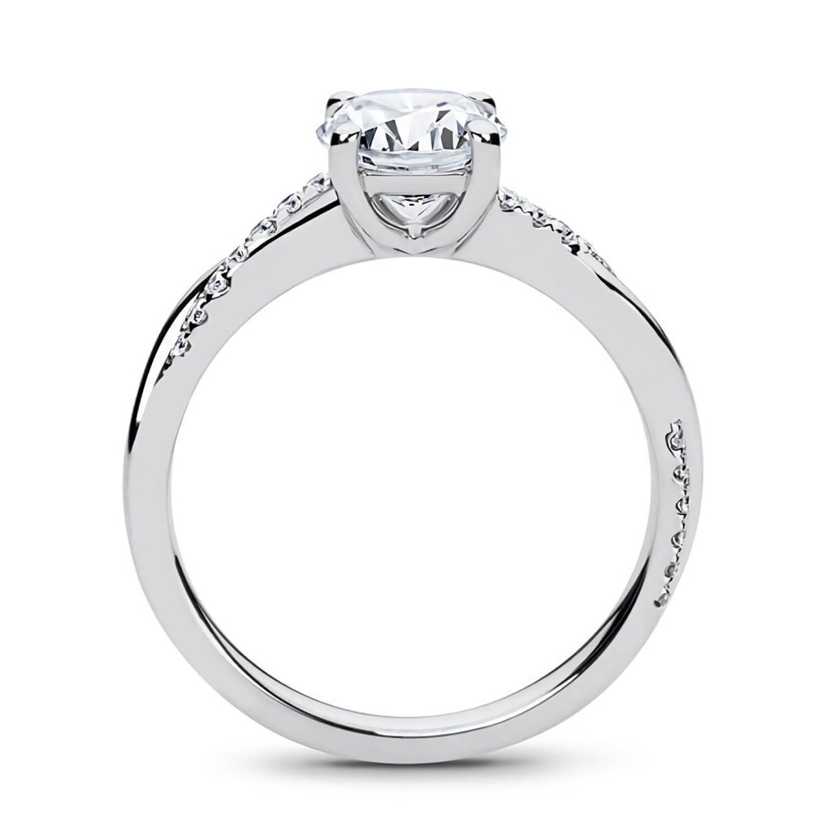 10K White Gold Princess Shaped Moissanite Personalized Engraving Engagement Ring-3