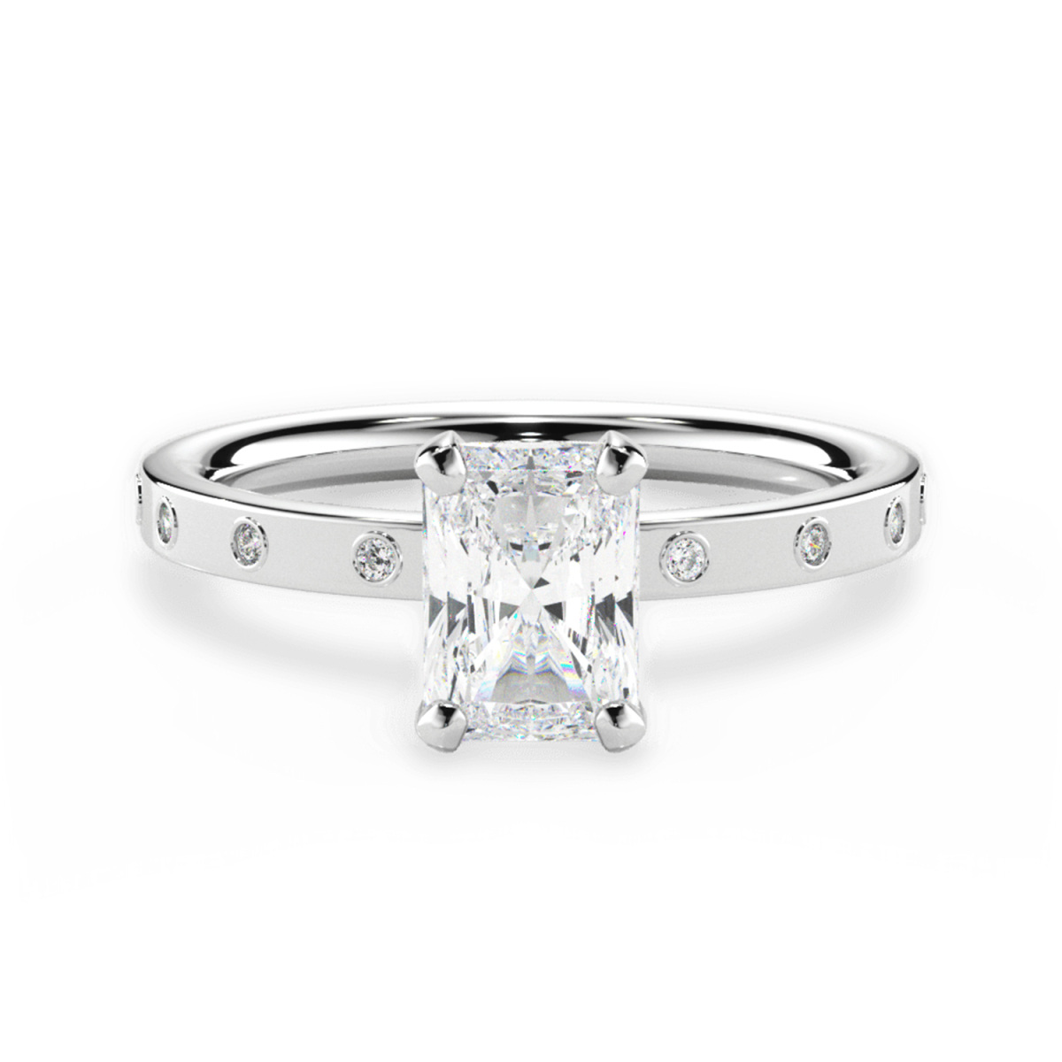 10K White Gold Princess-square Moissanite Wedding Ring-1