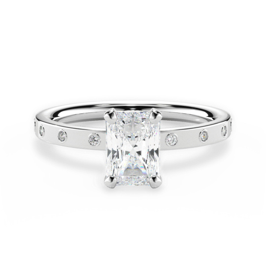 10K Białe Złoto Princess-square Moissanite Obrączka Ślubna