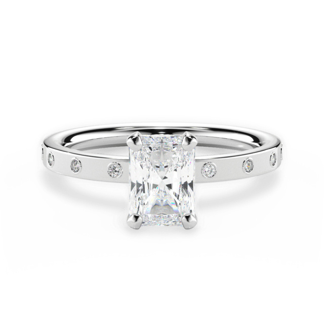 10K White Gold Princess-square Moissanite Wedding Ring-1