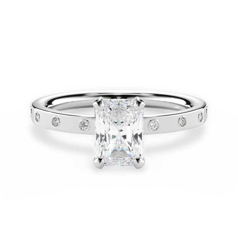 10K White Gold Princess Moissanite Wedding Ring-5