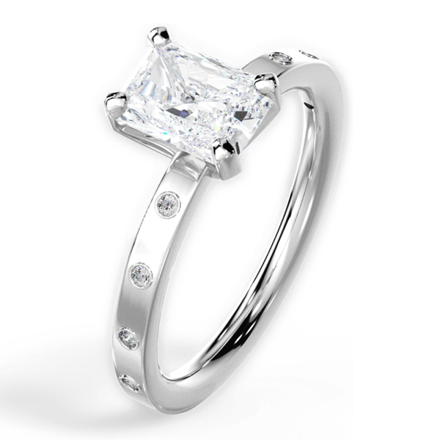 10K White Gold Princess-square Moissanite Wedding Ring-2