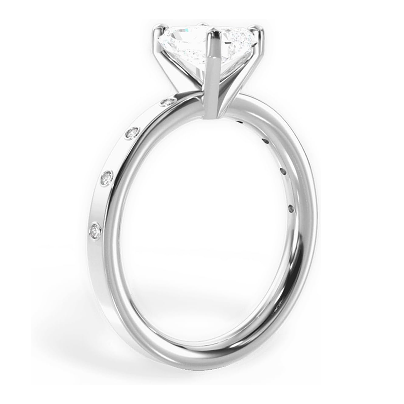 10K White Gold Princess Moissanite Wedding Ring-3