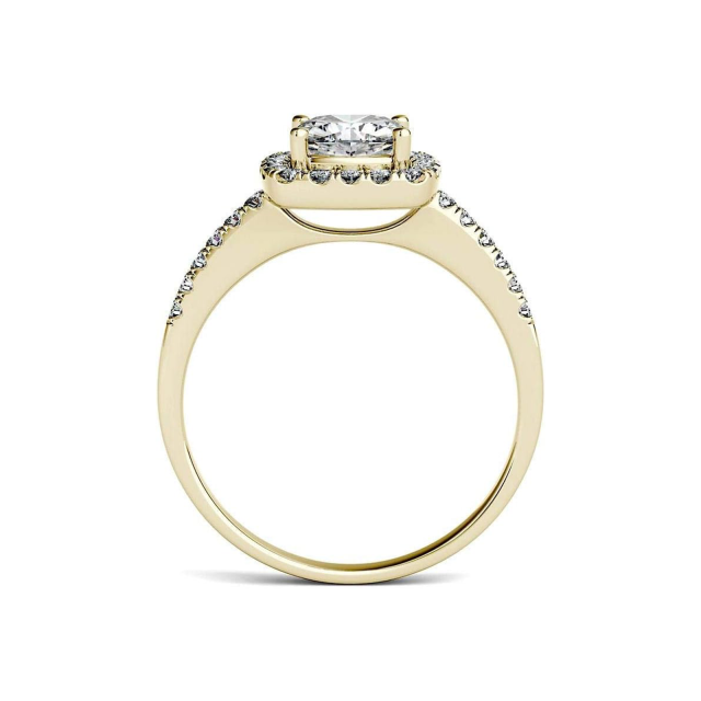 Aliança de casamento de moissanite em formato de princesa quadrada em ouro branco 10K-3