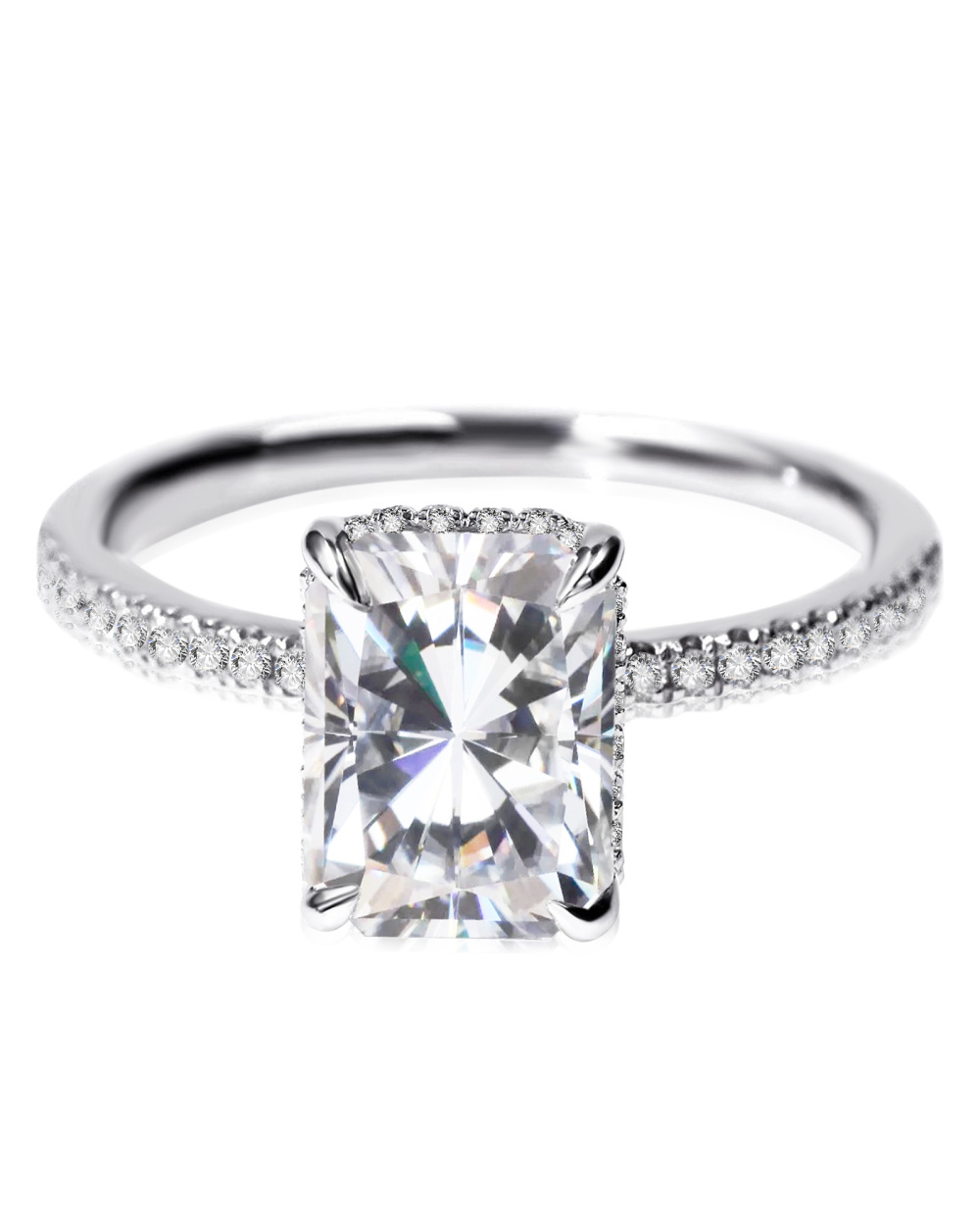 10K White Gold Princess Shaped Moissanite Square Wedding Ring-1