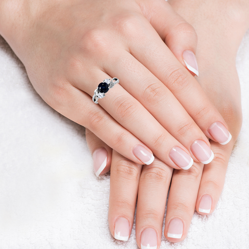 10K witgouden ronde geslepen verlovingsring met edelsteenringen-3