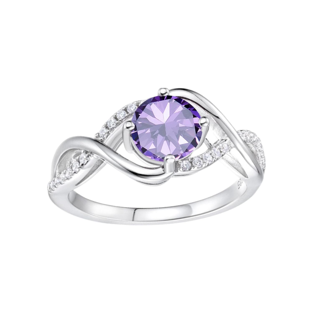 Aliança de casamento personalizada em ouro branco 10K com corte redondo Infinity Forever Love para mulheres-1