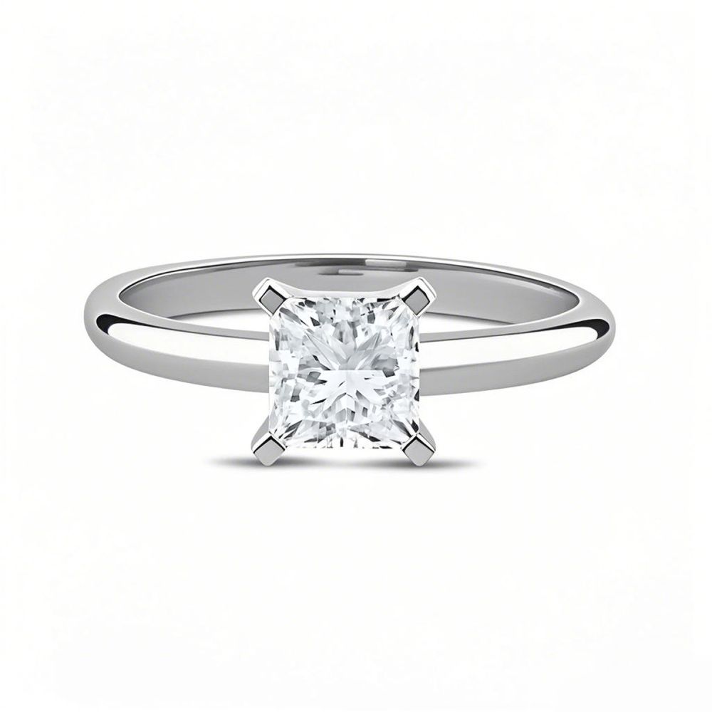 10K White Gold 0.5 to 3 CT. T.W. Princess Cut Lab Created Diamond Custom Engagement Ring VVS1-VS1 Clarity 3EX IGI Certified-1