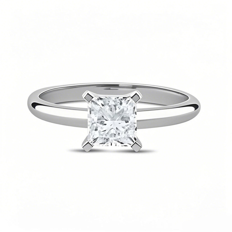 10K White Gold 0.5 to 3 CT. T.W. Princess Cut Lab Created Diamond Custom Engagement Ring VVS1-VS1 Clarity 3EX IGI Certified-3