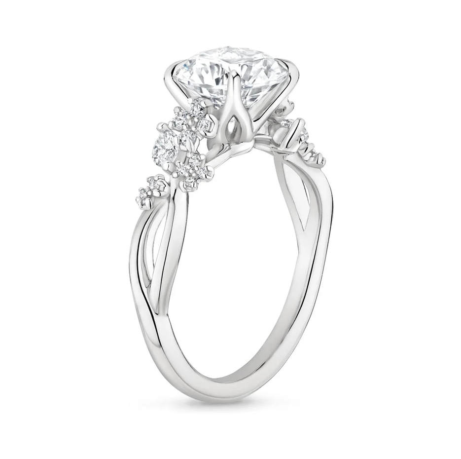 10 Karat Weißgold, Smaragd im Rundschliff, 0,25 Karat, luxuriöses Wickel-Willow-Diamant-Brautset-4
