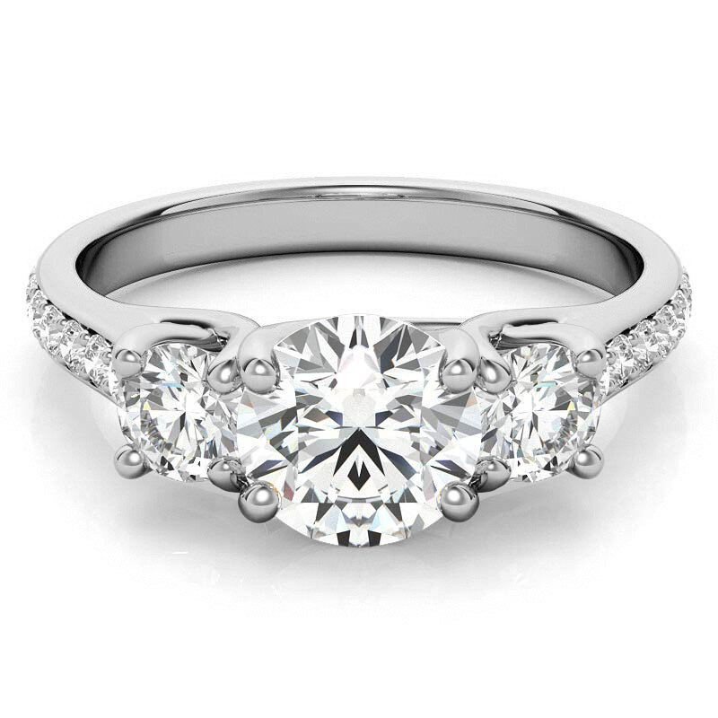 10K White Gold Round Cut Moissanite Engagement Ring-1