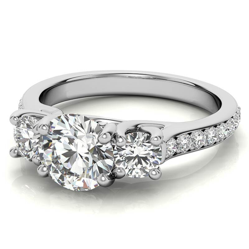 10K White Gold Round Cut Moissanite Engagement Ring-3