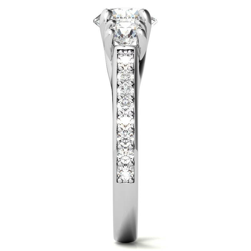 10K White Gold Round Cut Moissanite Engagement Ring-5