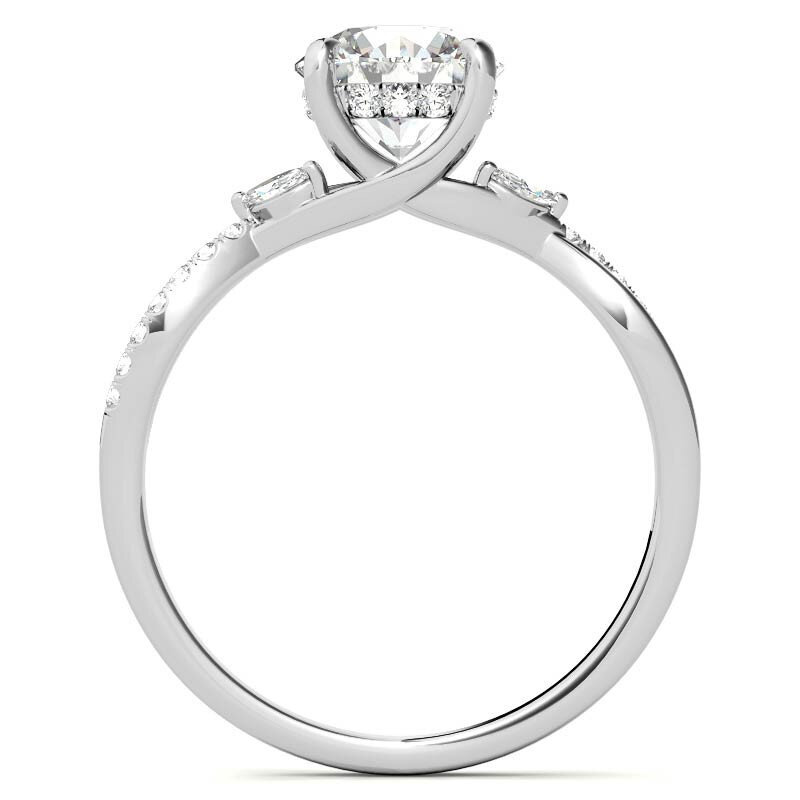 Anillo de compromiso de moissanita de corte redondo en oro rosa de 10 quilates-3