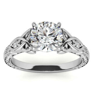 10K White Gold Round Cut Celtic Knot Moissanite Engagement Ring-19