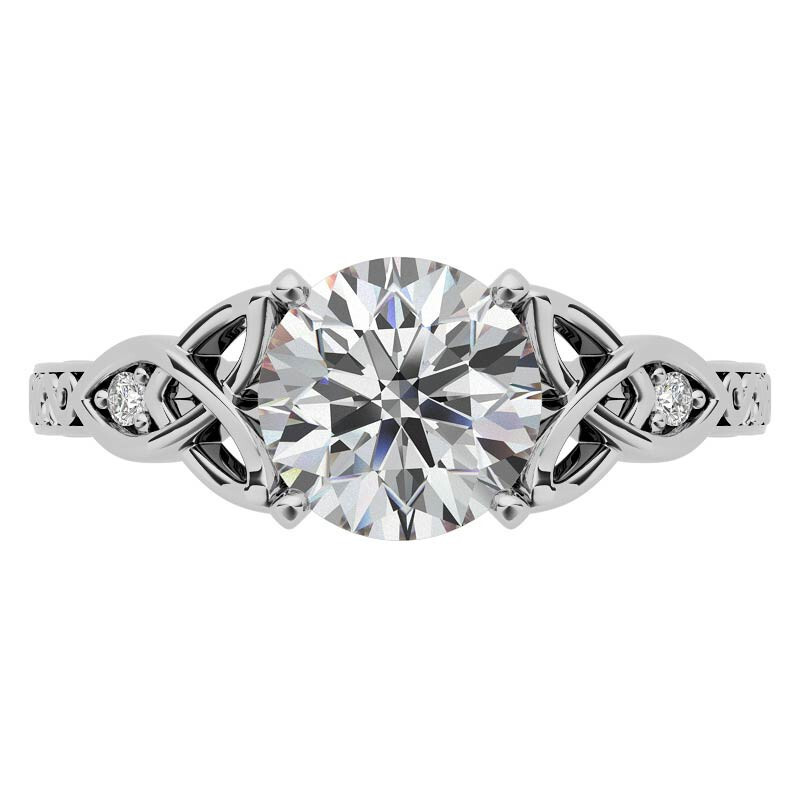 Bague de fiançailles en or blanc 10 carats avec moissanite taille ronde et nœud celtique-4