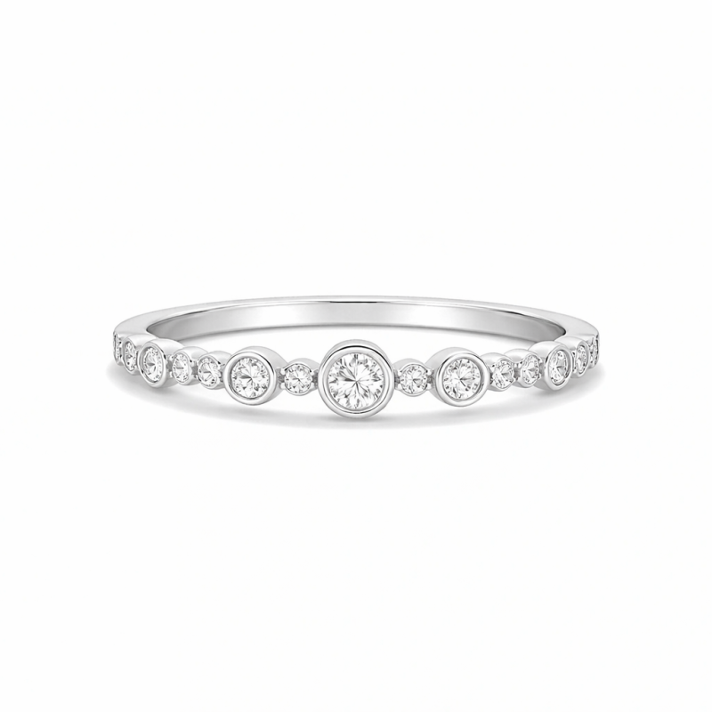 Bague de fiançailles en or blanc 10 carats, taille ronde-1