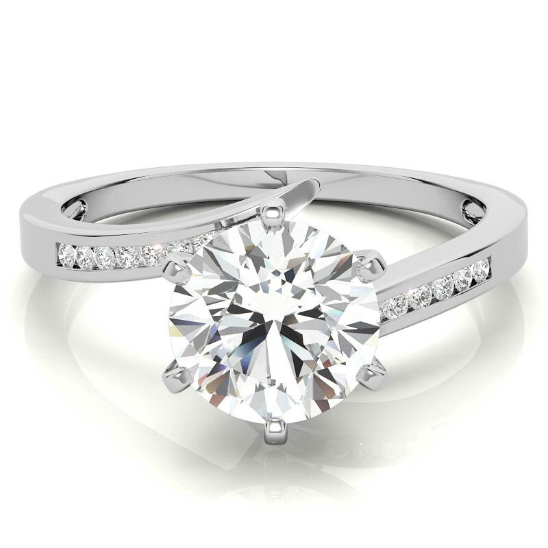 10K White Gold Round Cut Halo Moissanite Engagement Ring-1