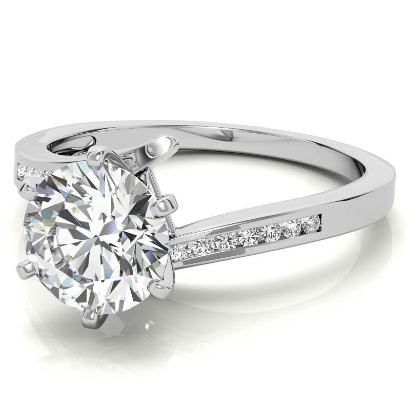 Verlobungsring aus 10-karätigem Roségold mit rundem Halo-Moissanit-4