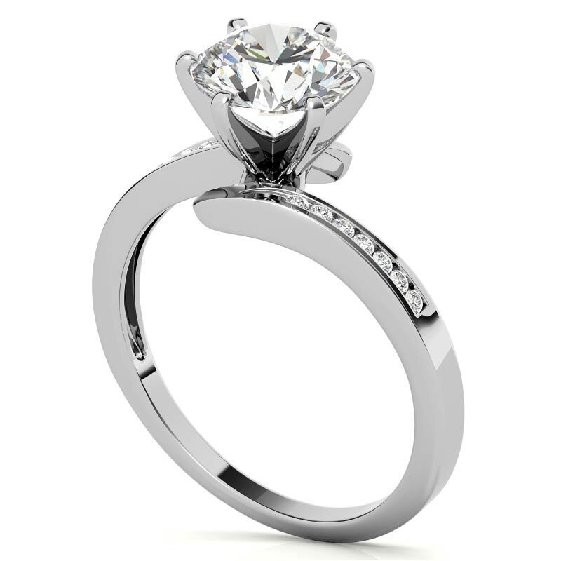 10K White Gold Round Cut Halo Moissanite Engagement Ring-6