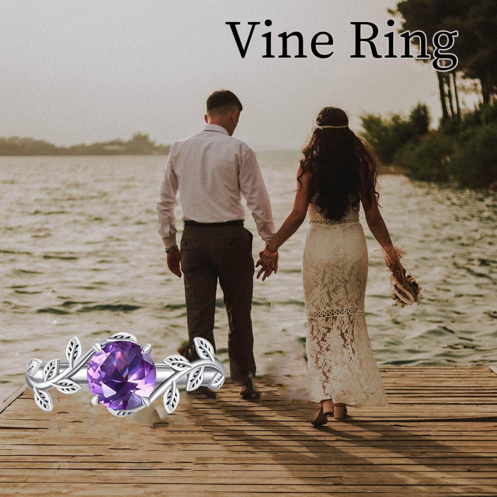 10K White Gold Round Cut Ivy & Custom Engagement Ring Gemstone Ring-5