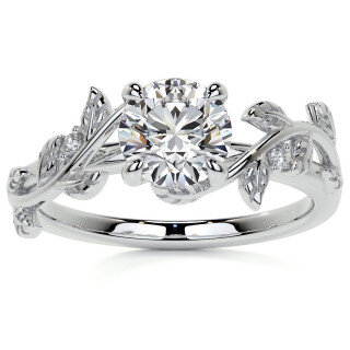 10K White Gold Round Cut Ivy Moissanite Engagement Ring-6