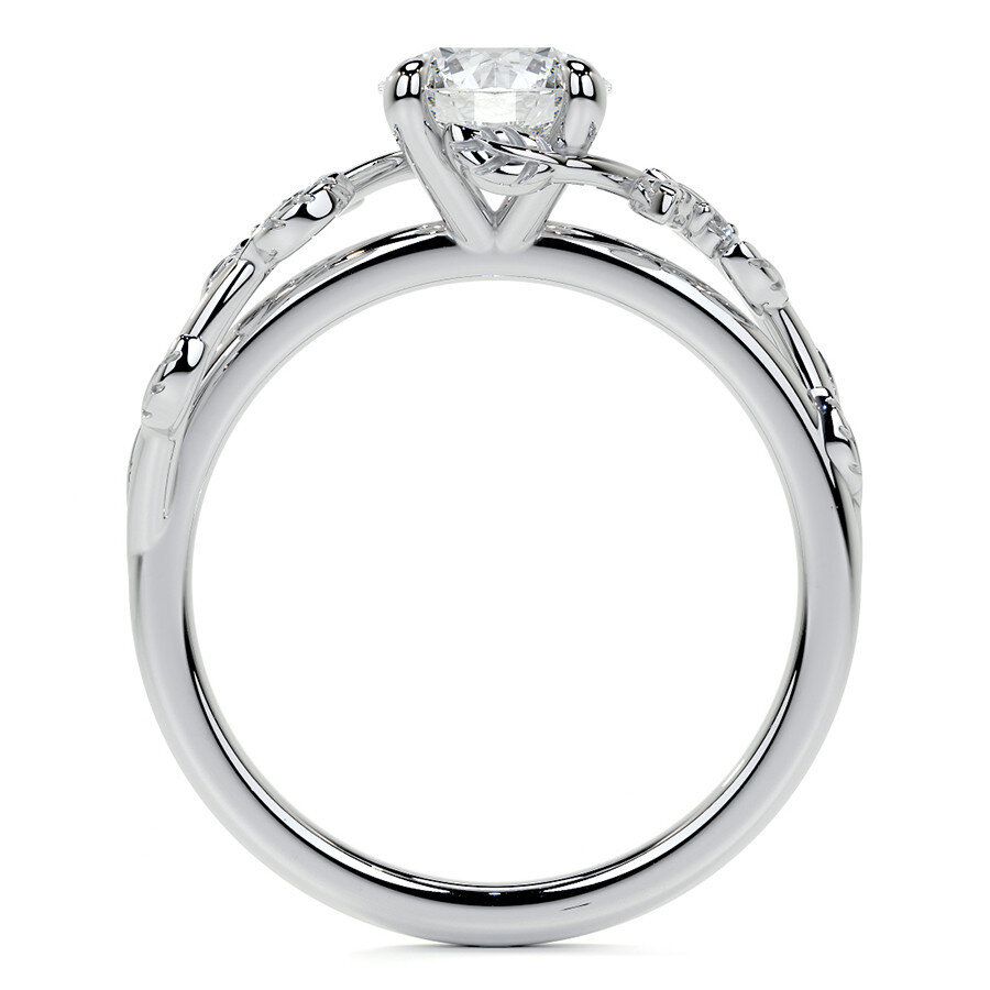 Anillo de compromiso de oro blanco de 14 quilates con moissanita de corte redondo y forma de hiedra-4
