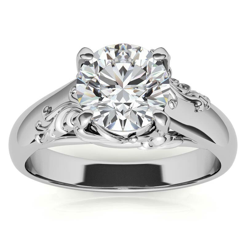 Anillo de compromiso de moissanita con piedra central grande de corte redondo en oro rosa de 10 quilates-3