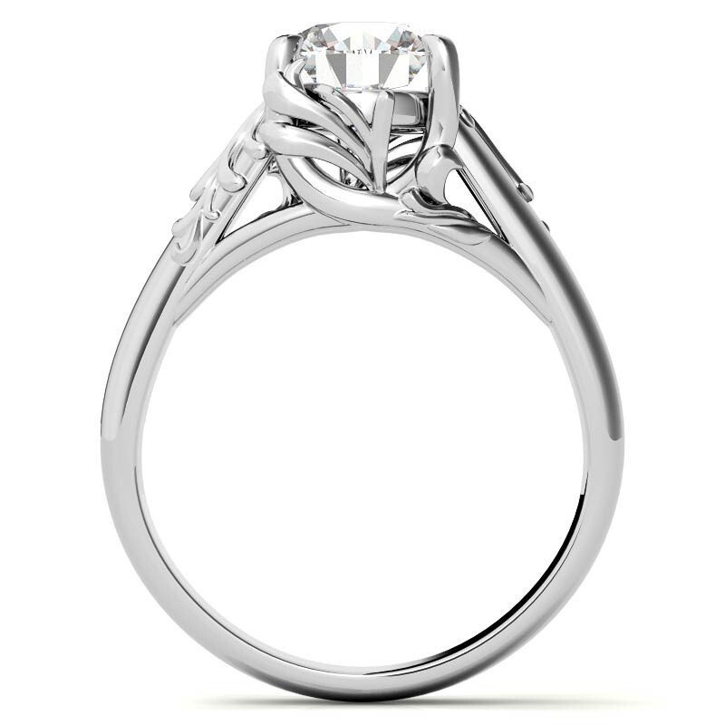 Anillo de compromiso de moissanita con piedra central grande de corte redondo en oro rosa de 10 quilates-5