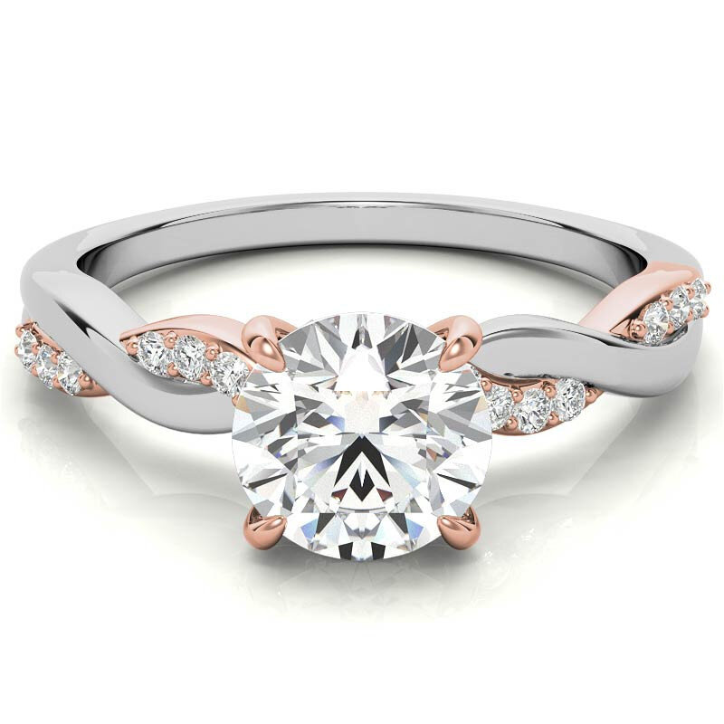 Anillo de compromiso de moissanita de corte redondo en platino-1