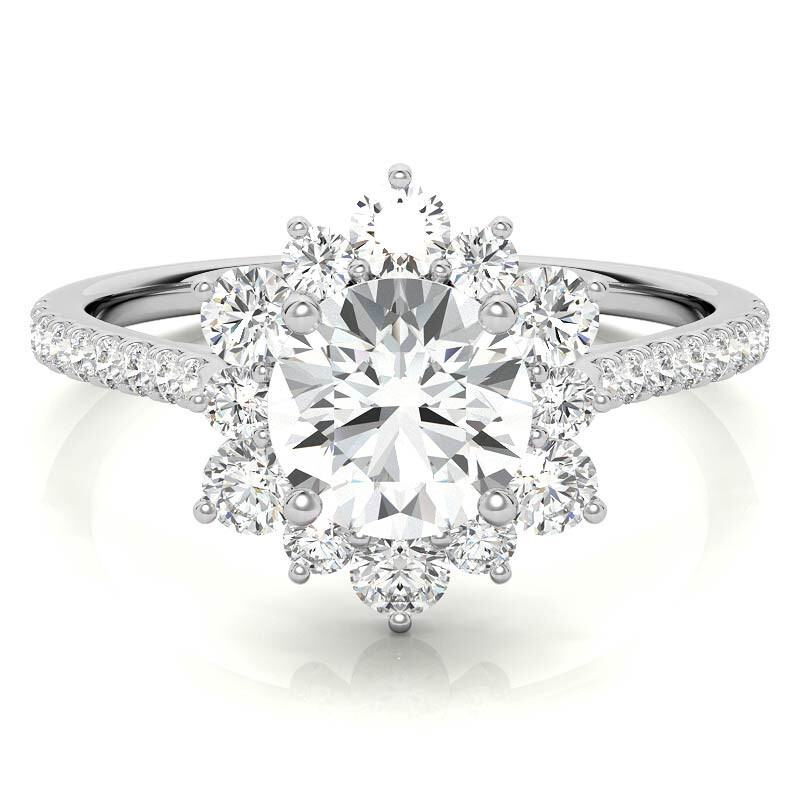 10K White Gold Round Cut Snowflake Moissanite Engagement Ring-1