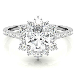 10K White Gold Round Cut Snowflake Moissanite Engagement Ring-8