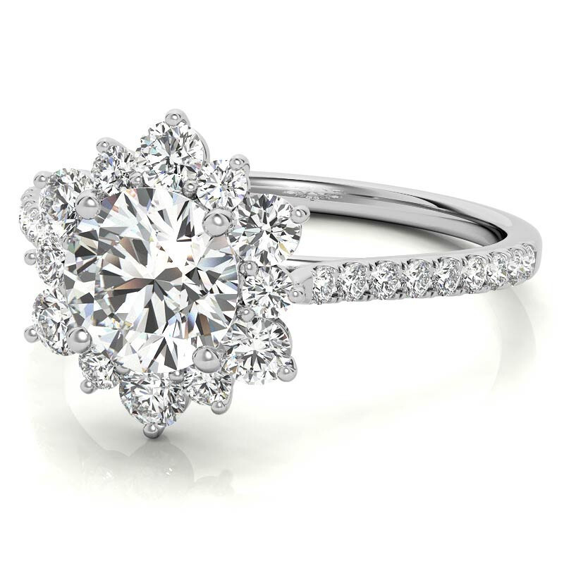 10K White Gold Round Cut Snowflake Moissanite Engagement Ring-4