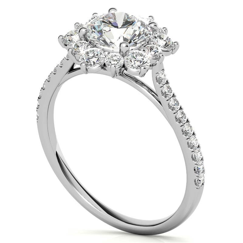 10K White Gold Round Cut Snowflake Moissanite Engagement Ring-5
