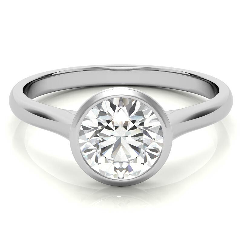 Bague de fiançailles en or blanc 10 carats avec solitaire en moissanite taille ronde-1