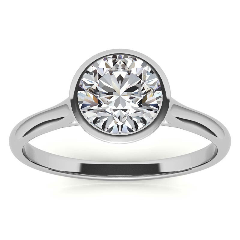 Bague de fiançailles en or blanc 10 carats avec solitaire en moissanite taille ronde-3