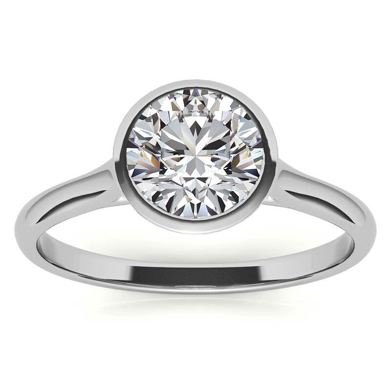 Verlobungsring aus 10-karätigem Weißgold mit rundem Moissanit-Solitär-3