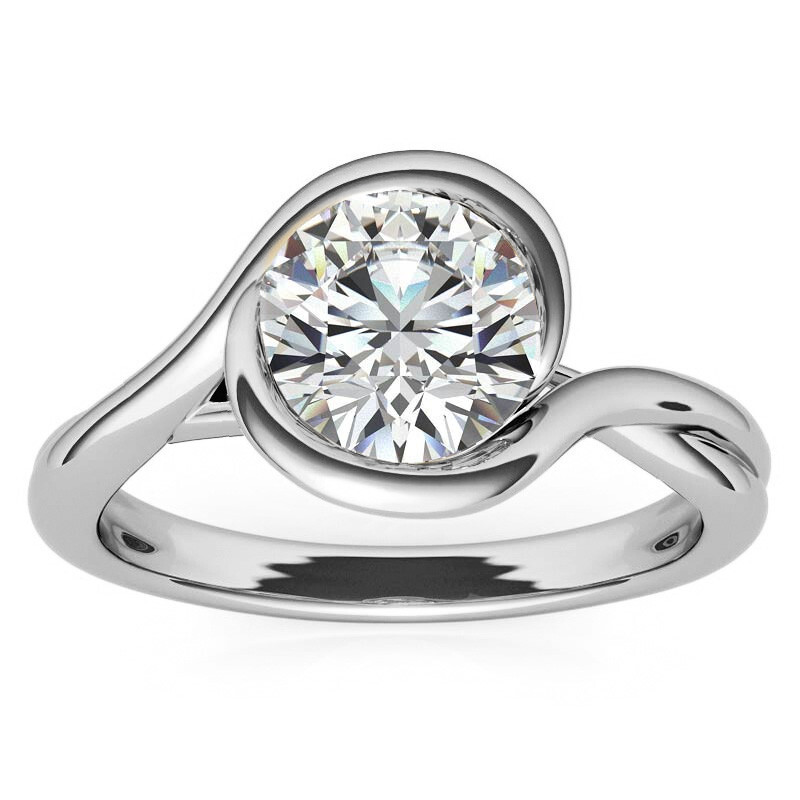 10K Rose Gold Round Cut Solitaire Moissanite Engagement Ring-3