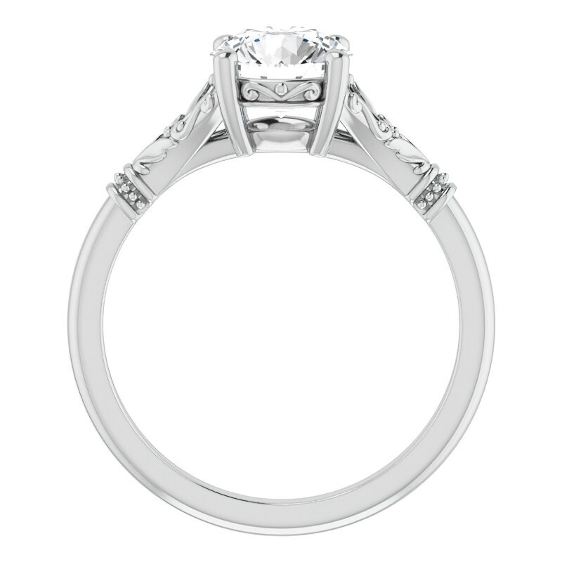 10K White Gold Round Cut Solitaire Moissanite Engagement Ring-2