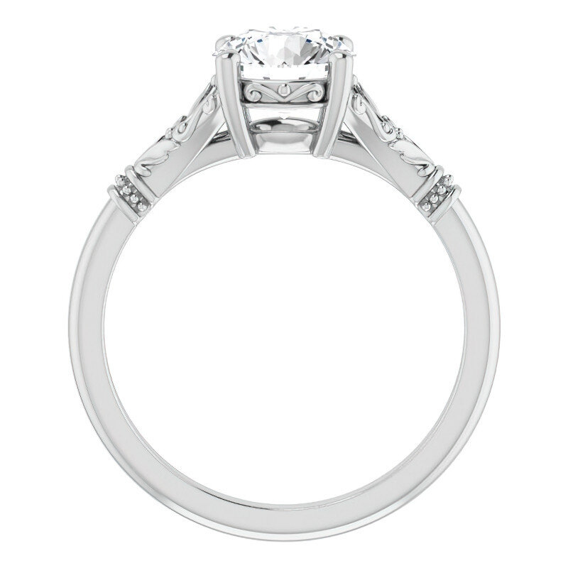 10K White Gold Round Cut Solitaire Moissanite Engagement Ring-2