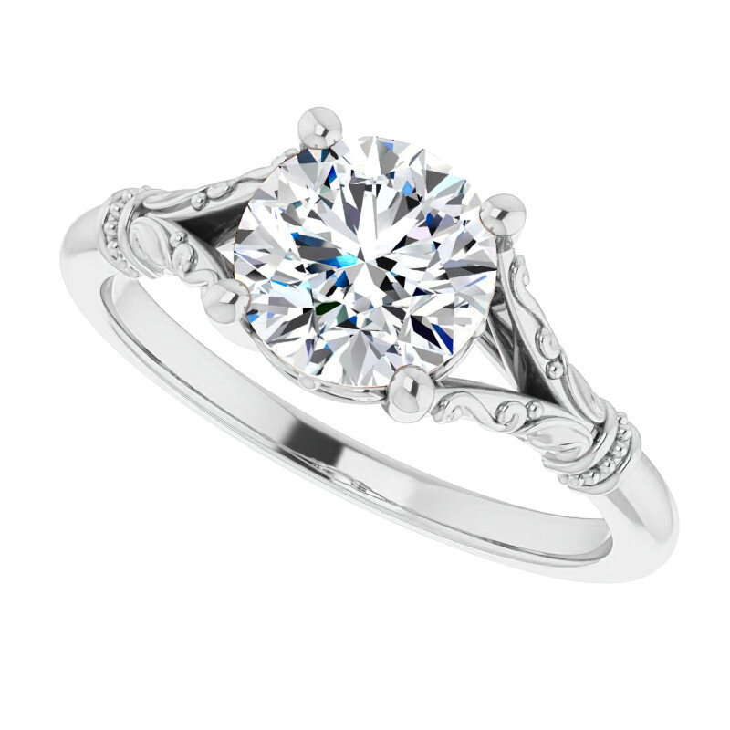 10K White Gold Round Cut Solitaire Moissanite Engagement Ring-4