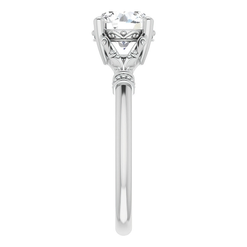 10K White Gold Round Cut Solitaire Moissanite Engagement Ring-5