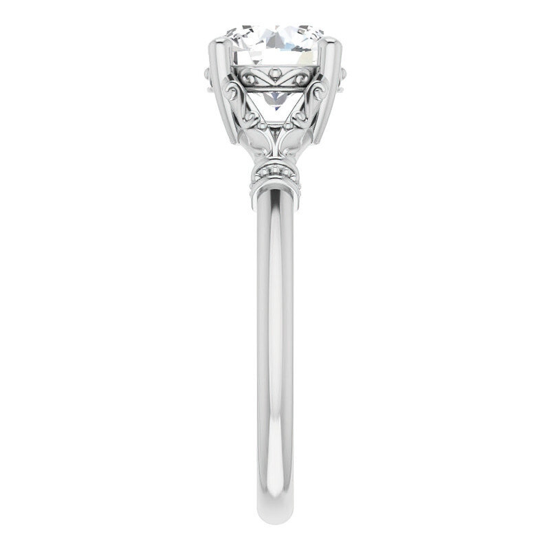 10K White Gold Round Cut Solitaire Moissanite Engagement Ring-5
