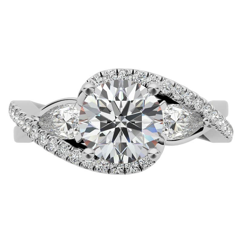 10K Rose Gold Round Cut Three-Stone Moissanite Engagement Ring-3