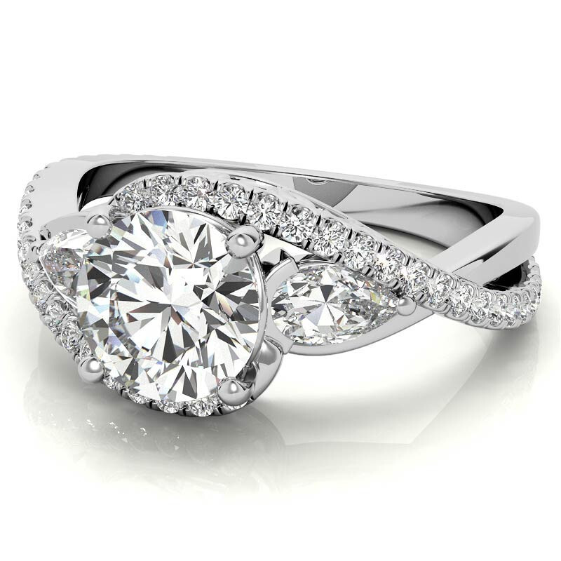 10K Rose Gold Round Cut Three-Stone Moissanite Engagement Ring-4