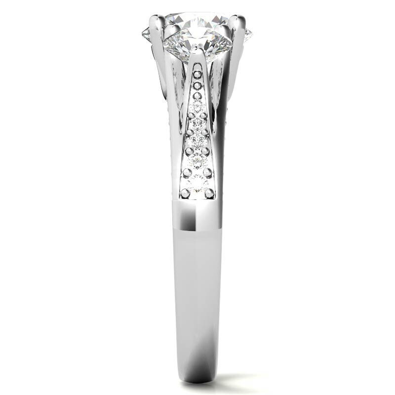 10K White Gold Round Cut Three-Stone Moissanite Engagement Ring-7