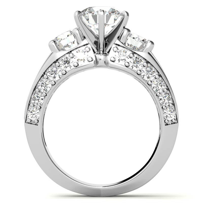 14K Gold Round Cut Three-Stone Moissanite Engagement Ring-5