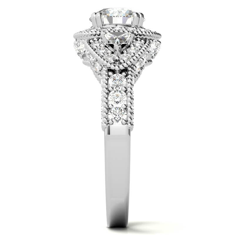 10K White Gold Round Cut Three-Stone Moissanite Engagement Ring-7