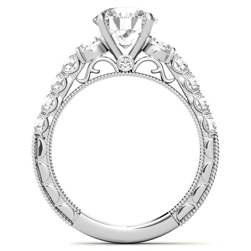 Anel de noivado vintage de moissanita com corte redondo em ouro branco de 10 quilates-5
