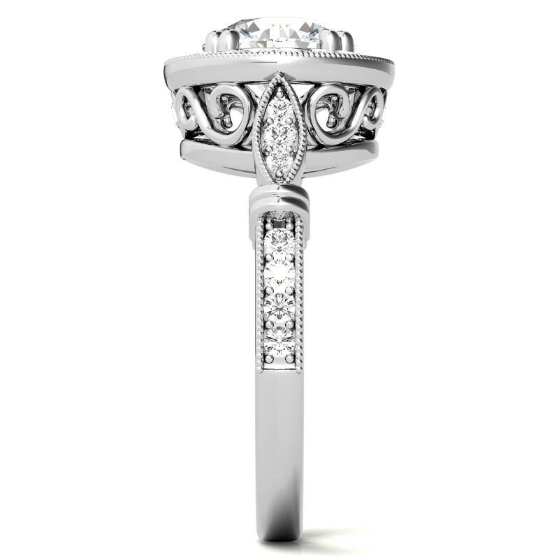 10K White Gold Round Cut Vintage Moissanite Engagement Ring-7